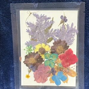 Pressed Flower Art Card - Colorful Floral Bouquet